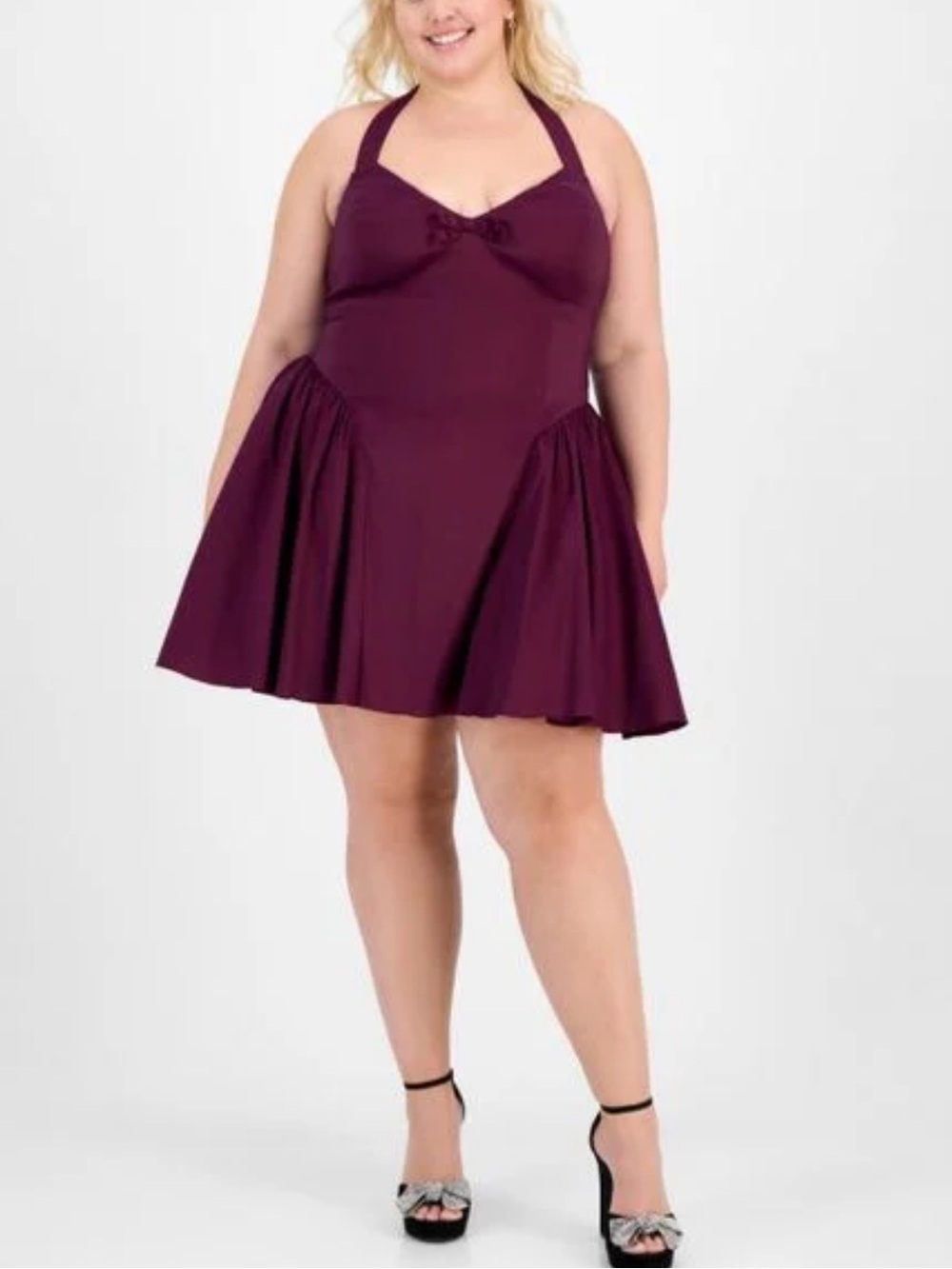 B Darlin Women's Purple Trendy Plus Size A-line Halter Dress Maroon size 20 W